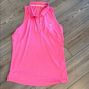 Puma Women's Vibrant Pink collared racerback golf Top